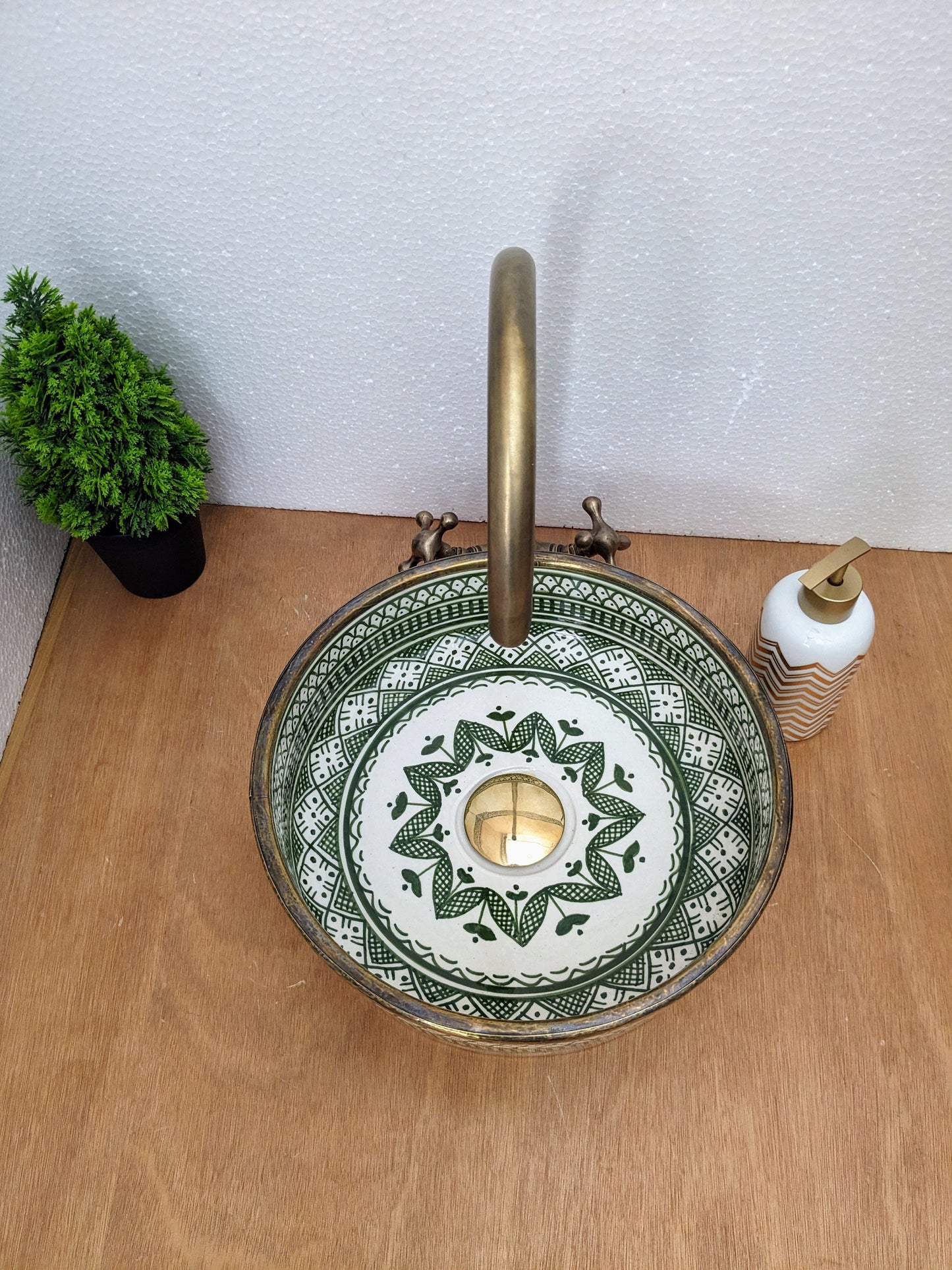 Modern wash basin with brass rim - Handmade  sink for bathroom