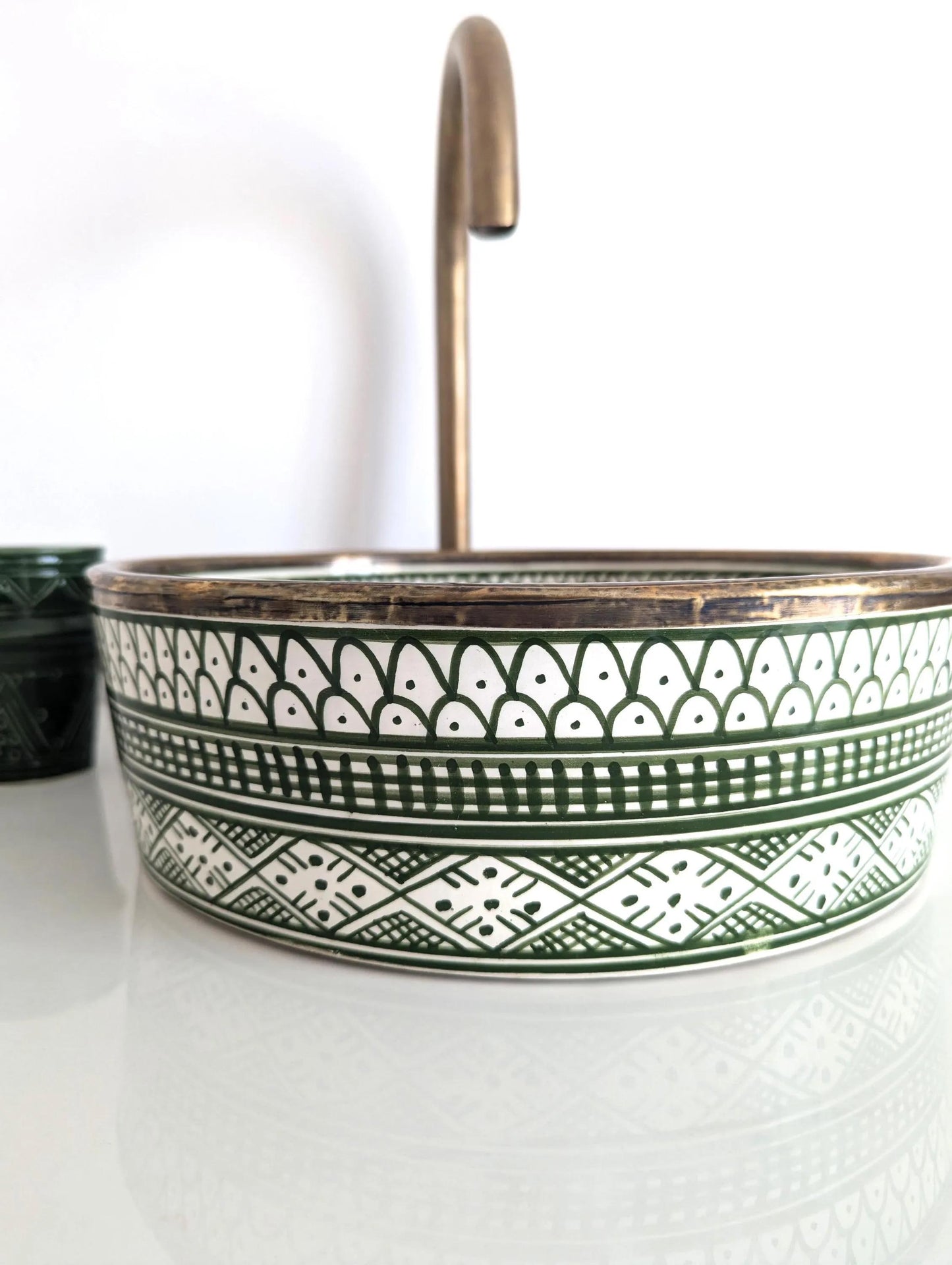 Modern wash basin with brass rim - Handmade  sink for bathroom