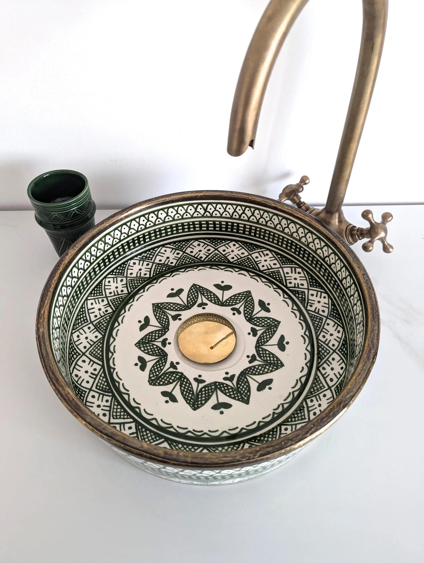 Modern wash basin with brass rim - Handmade  sink for bathroom